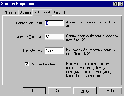 Telling the FTP client to work 
in Passive Mode and the port number