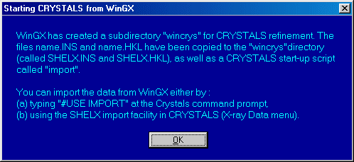 Spawning crystals from within WinGX