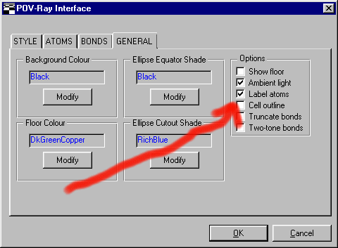 Povray File creation Interface within Ortep-3
